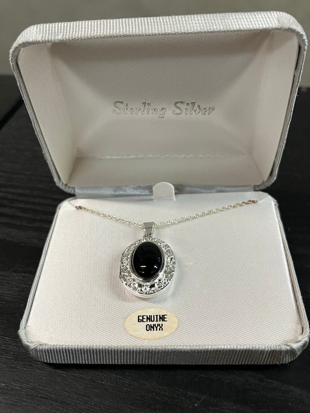 Sterling Silver Locket Genuine Onyx